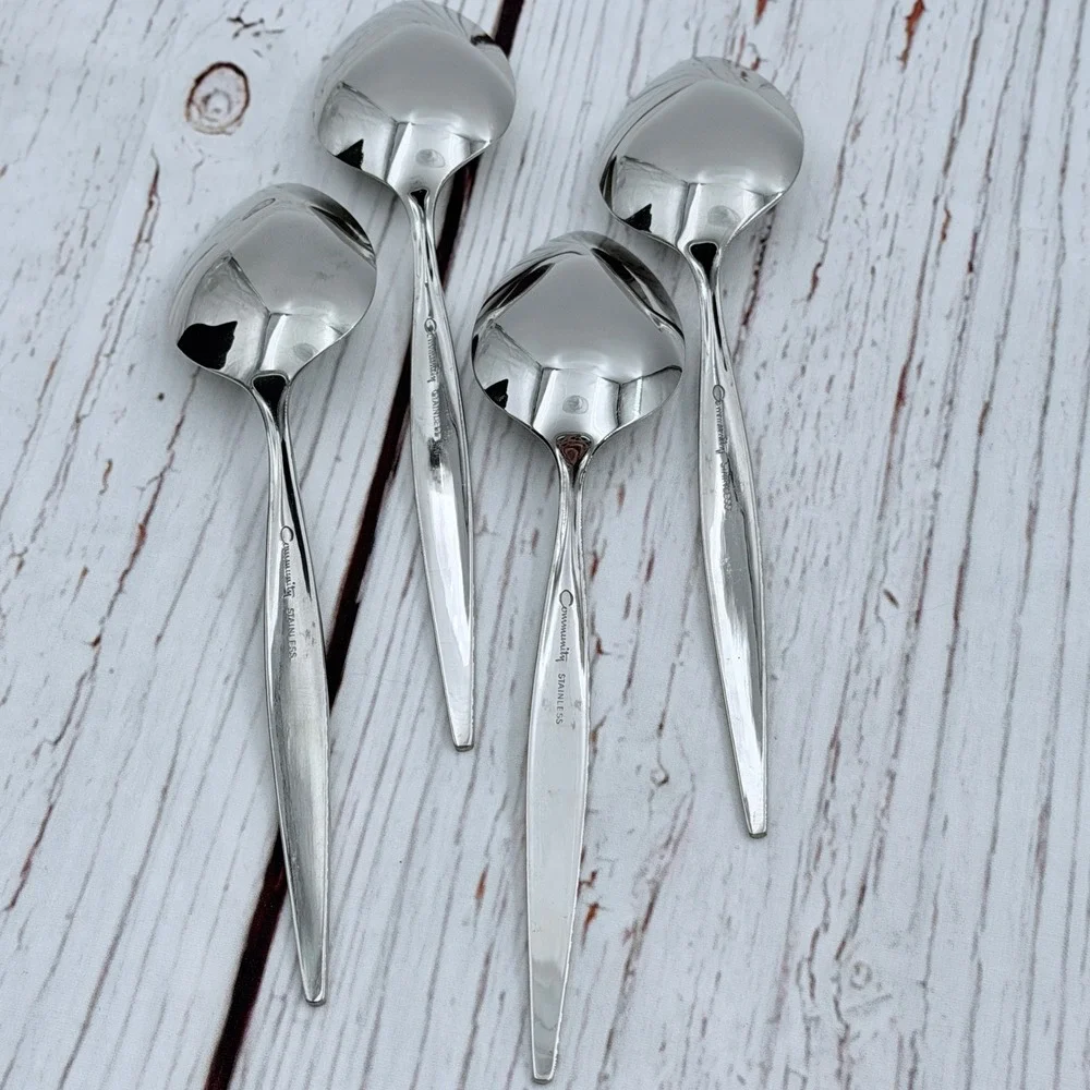 Oneida Community Venetia‎ Stainless Teaspoons Set of 4 Mid-Century Modern 7